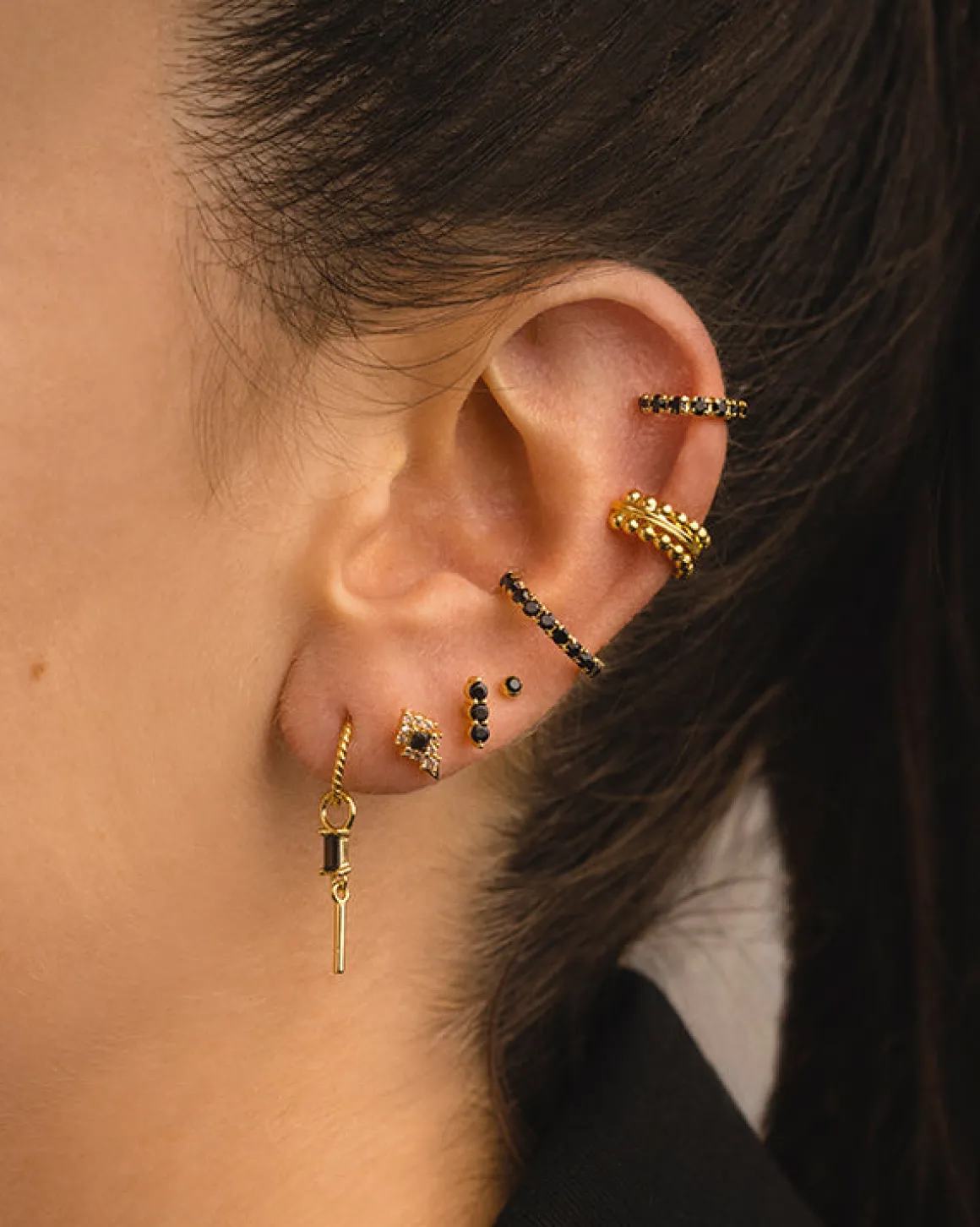 PENDIENTES ARLA MINI BLACK SILVER