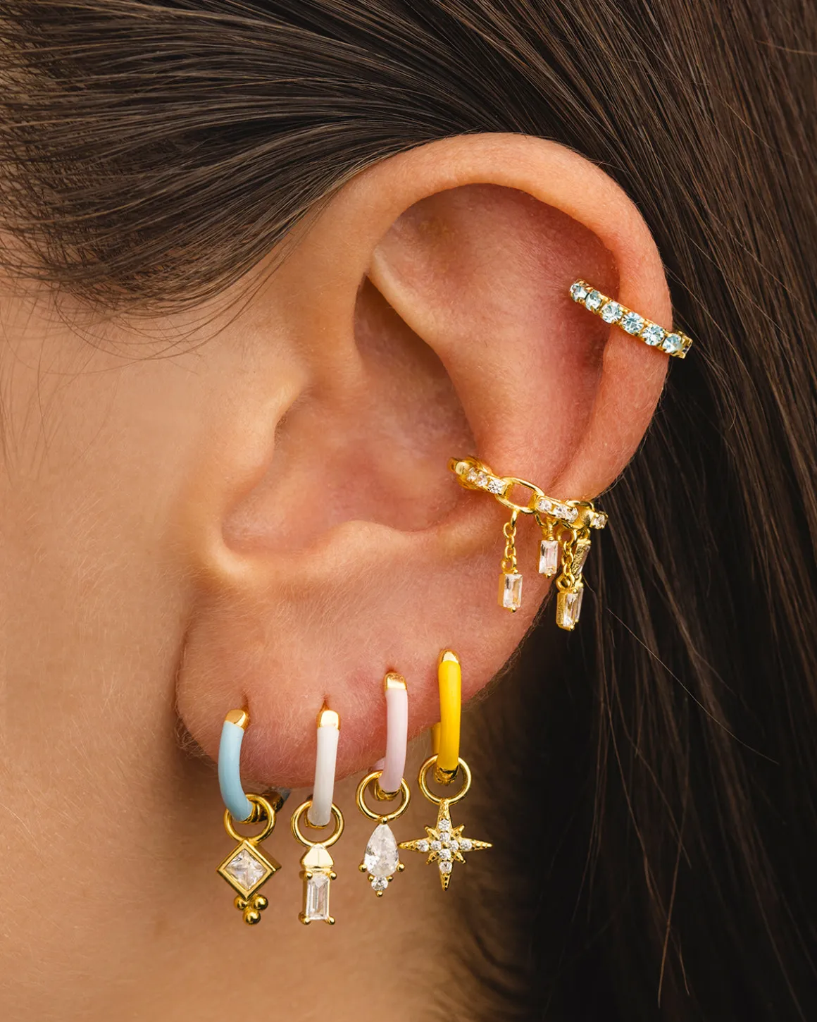 PENDIENTES ARLA MINI BLUE LIGHT GOLD