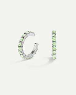 PENDIENTES ARLA MINI GREEN LIGHT SILVER