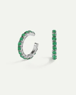 PENDIENTES ARLA MINI GREEN SILVER