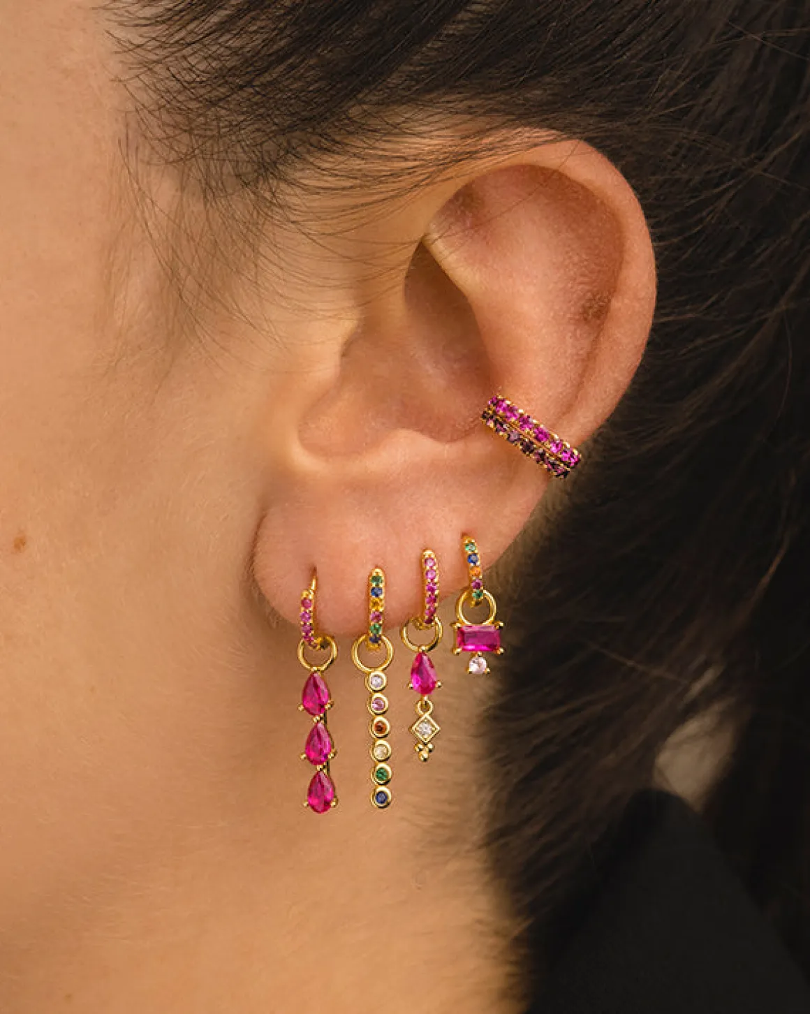 PENDIENTES ARLA MINI PINK SILVER