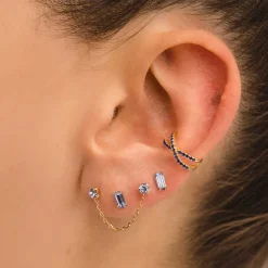 PENDIENTES BAGUETTE BLUE GOLD