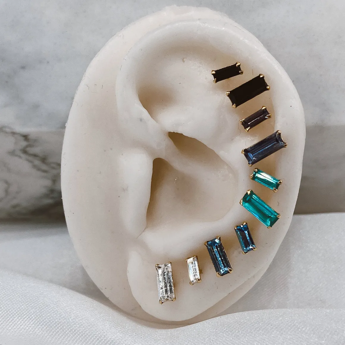 PENDIENTES BAGUETTE BLUE GOLD