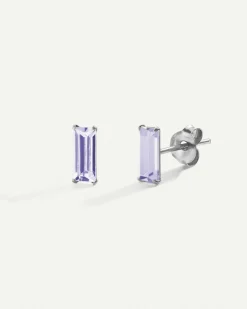 PENDIENTES BAGUETTE VIOLET SILVER
