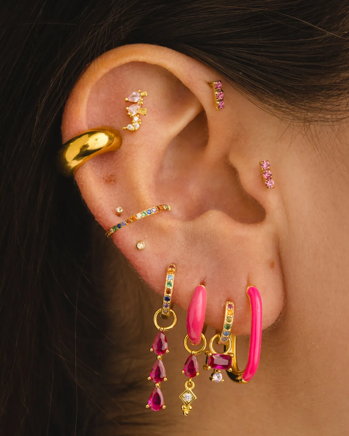 PENDIENTES BELMA FUCSIA GOLD