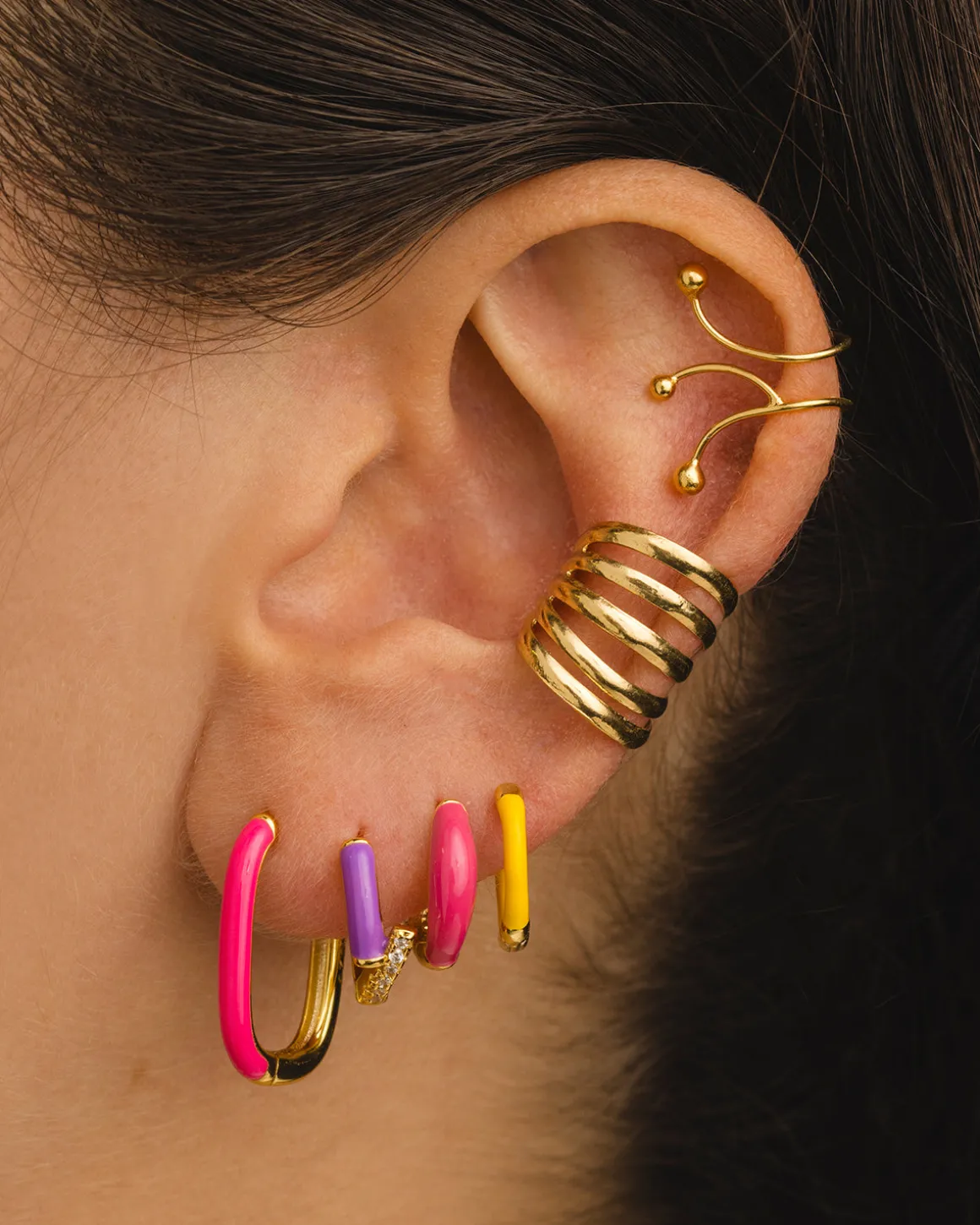 PENDIENTES BELMA FUCSIA GOLD