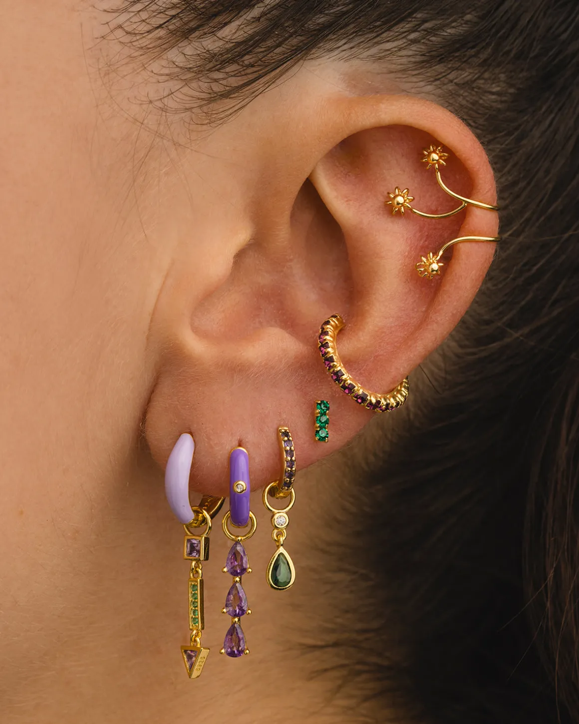 PENDIENTES BELMA PURPLE GOLD