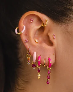 PENDIENTES CARA FUCSIA GOLD