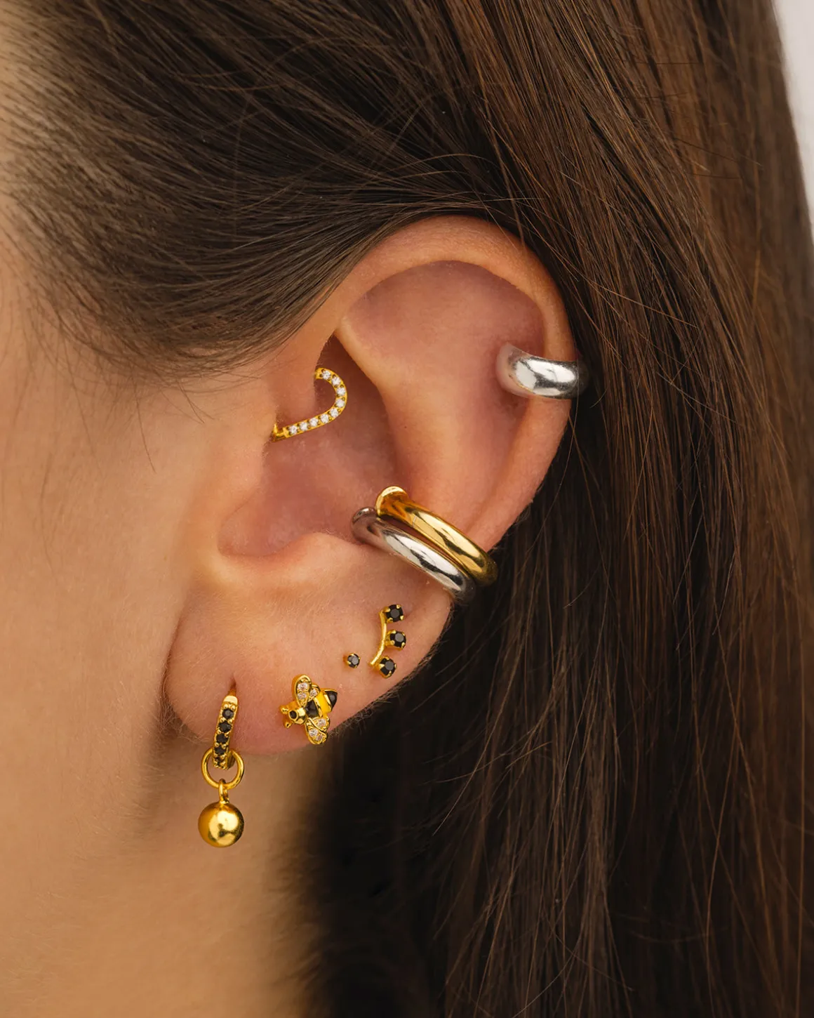 PENDIENTES ELVIRA BLACK GOLD