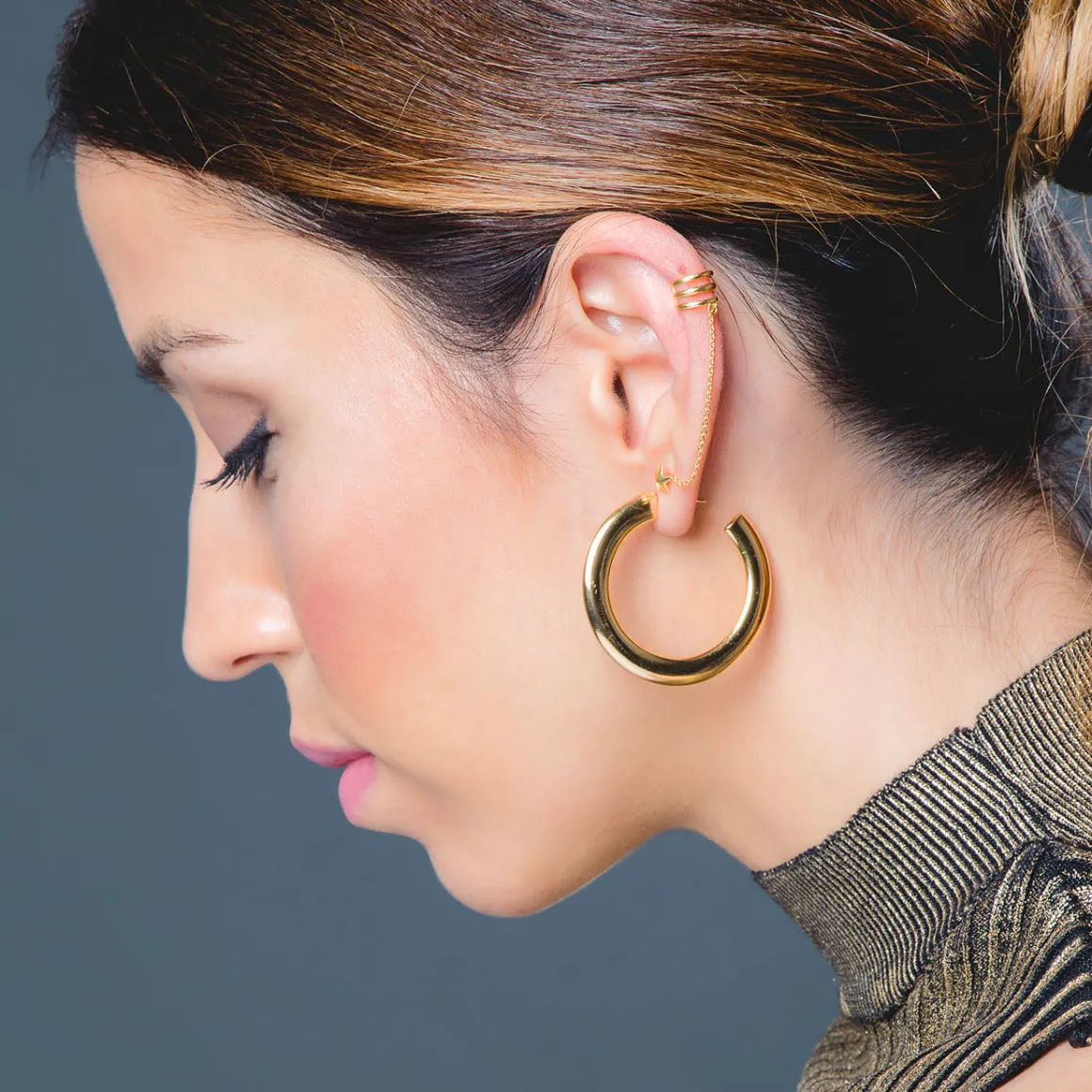 PENDIENTES HARI CHAIN STAR GOLD