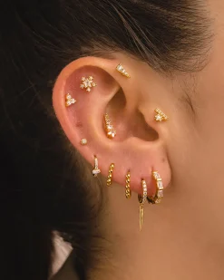 PENDIENTES HOOPS BALLS GOLD