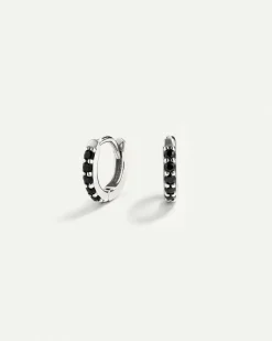 PENDIENTES HOOPS BRIGHT BLACK MINI SILVER