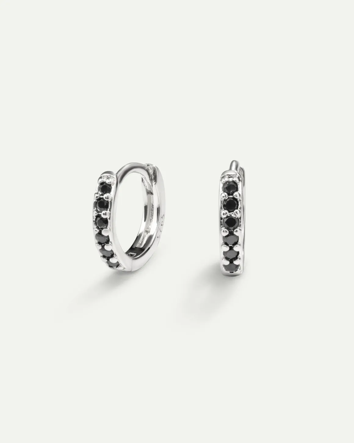 PENDIENTES HOOPS BRIGHT BLACK SILVER