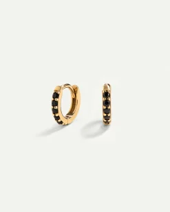 PENDIENTES HOOPS BRIGHT BLACK MINI GOLD