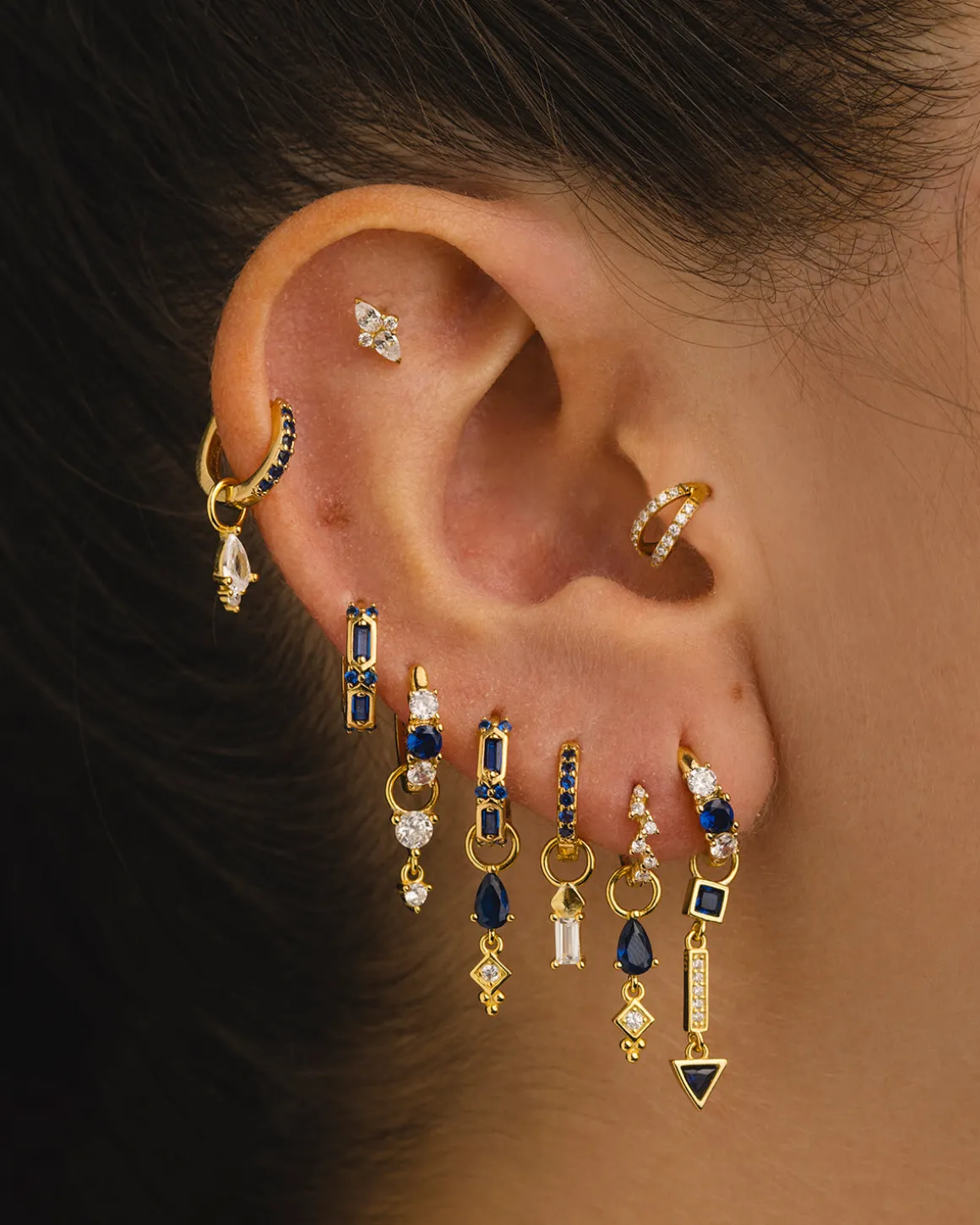 PENDIENTES HOOPS BRIGHT BLUE GOLD