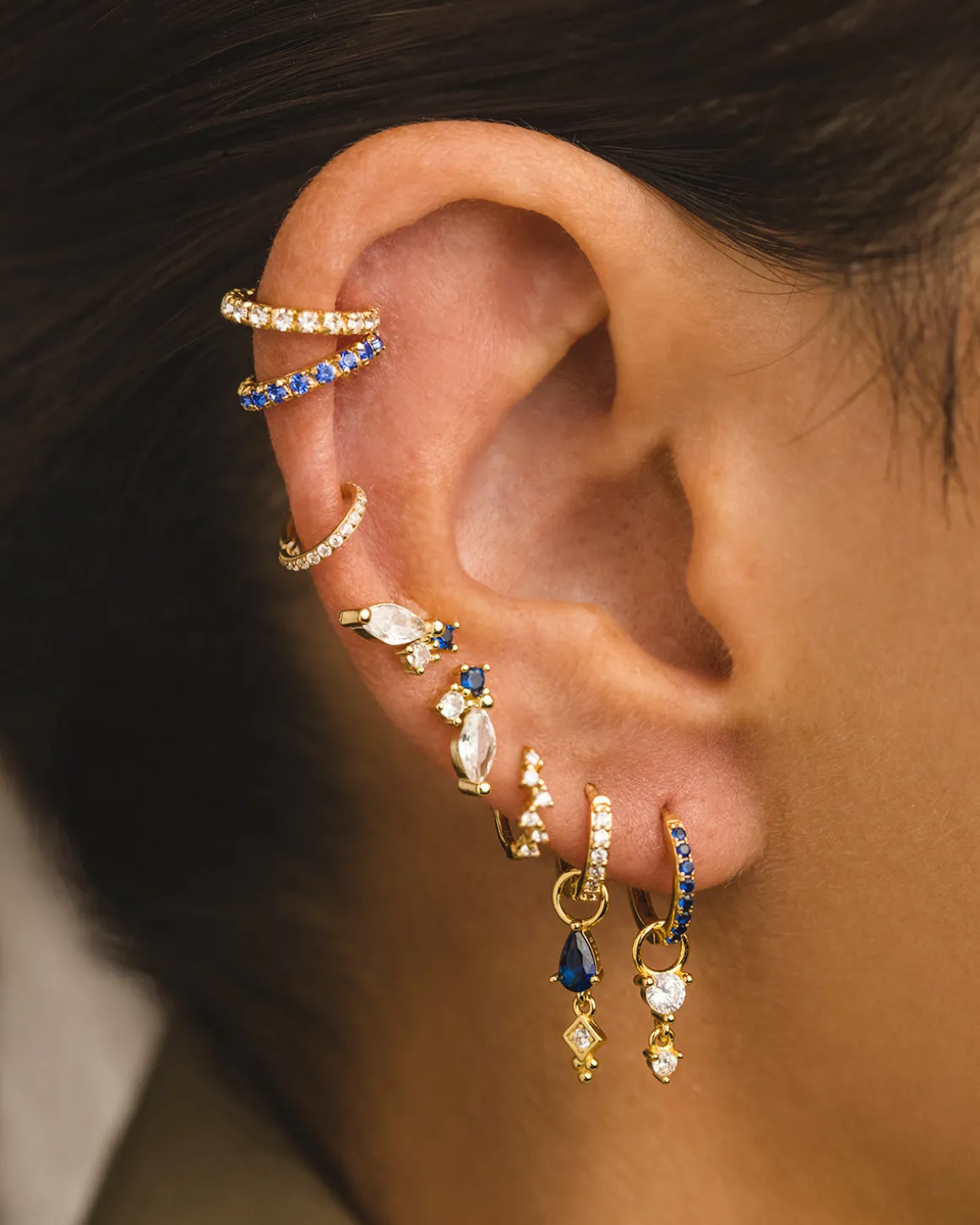 PENDIENTES HOOPS BRIGHT BLUE GOLD
