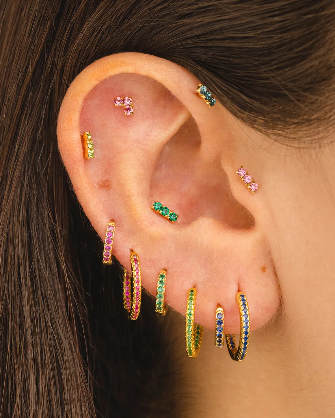 PENDIENTES HOOPS BRIGHT BLUE GOLD