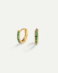 PENDIENTES HOOPS BRIGHT GREEN MINI GOLD