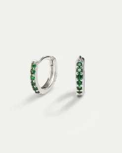 PENDIENTES HOOPS BRIGHT GREEN SILVER