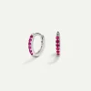 PENDIENTES HOOPS BRIGHT PINK MINI SILVER