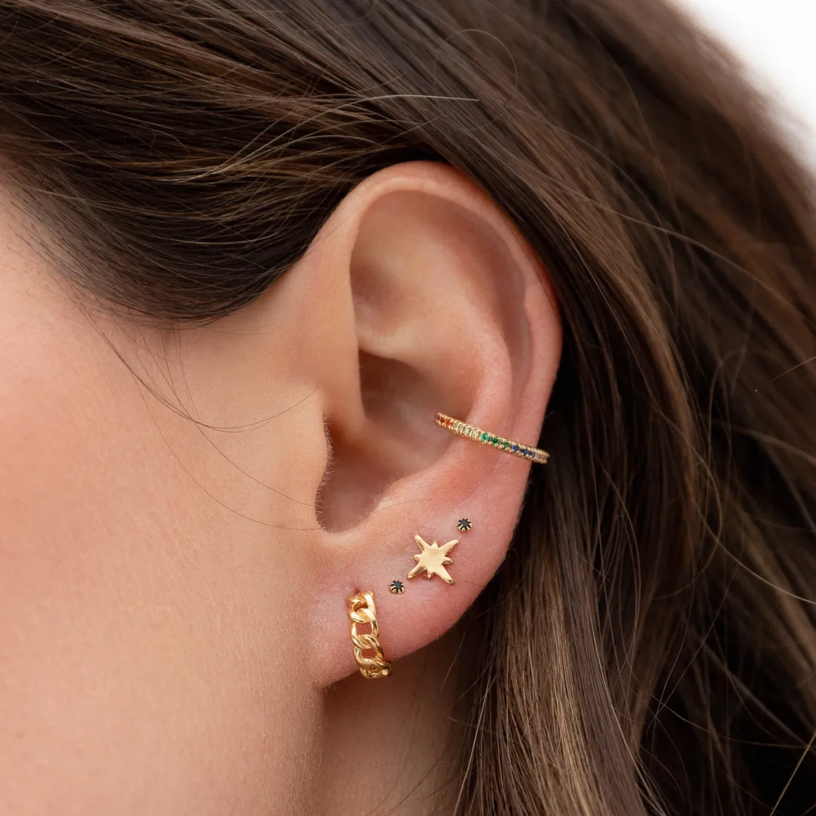 PENDIENTES HOOPS CHAIN ROSE GOLD