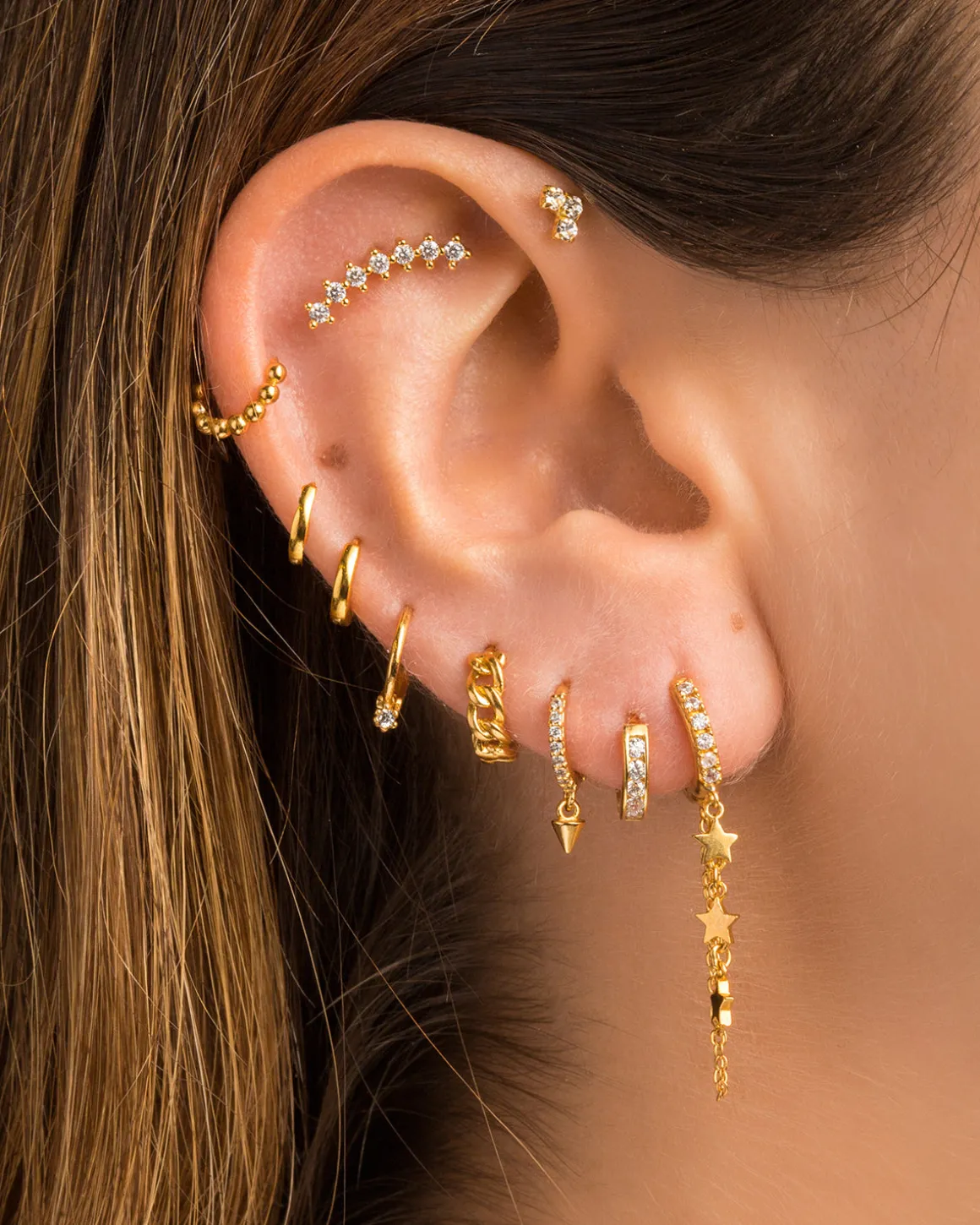 PENDIENTES HOOPS CHAIN SILVER