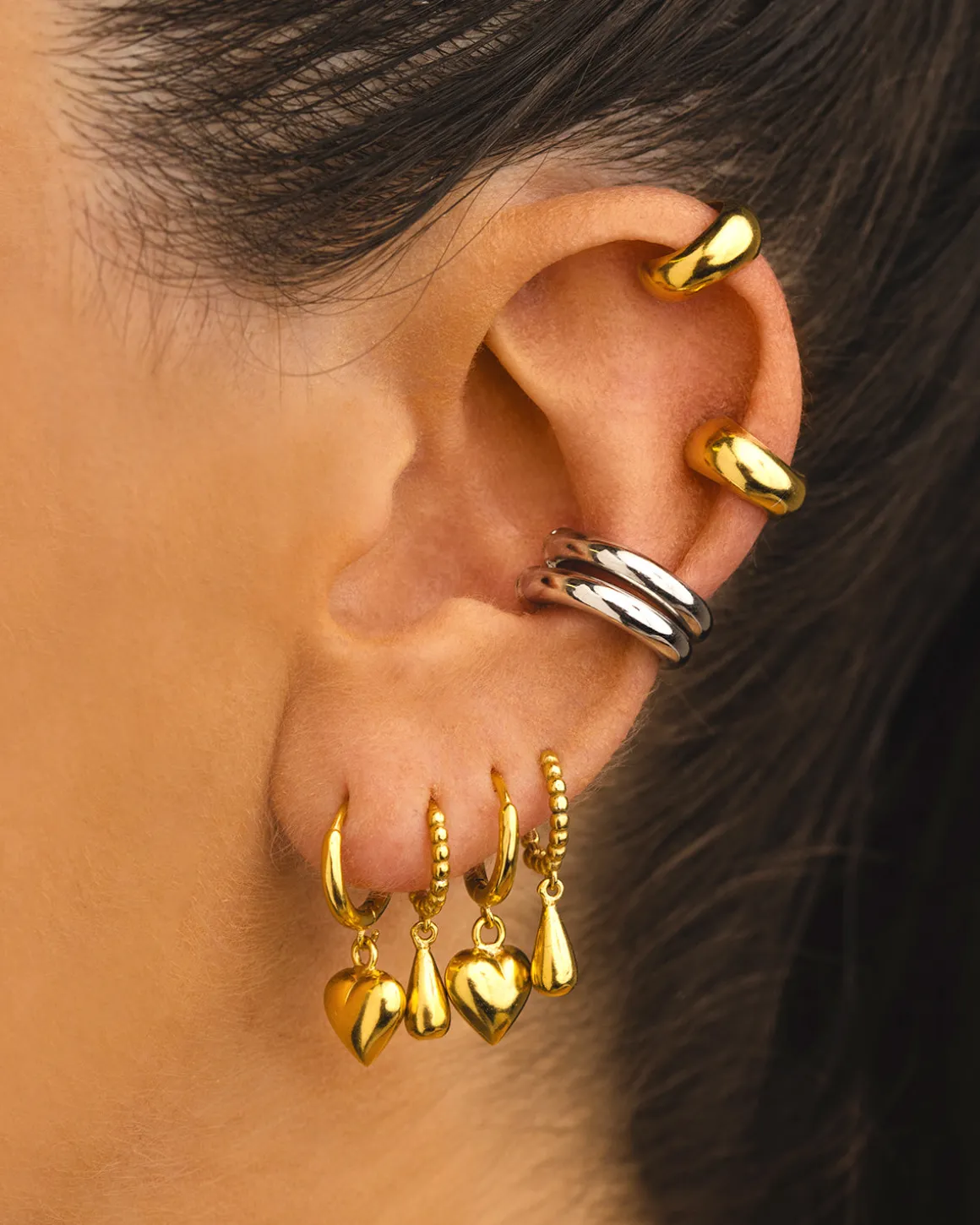 PENDIENTES HOOPS DROPS GOLD