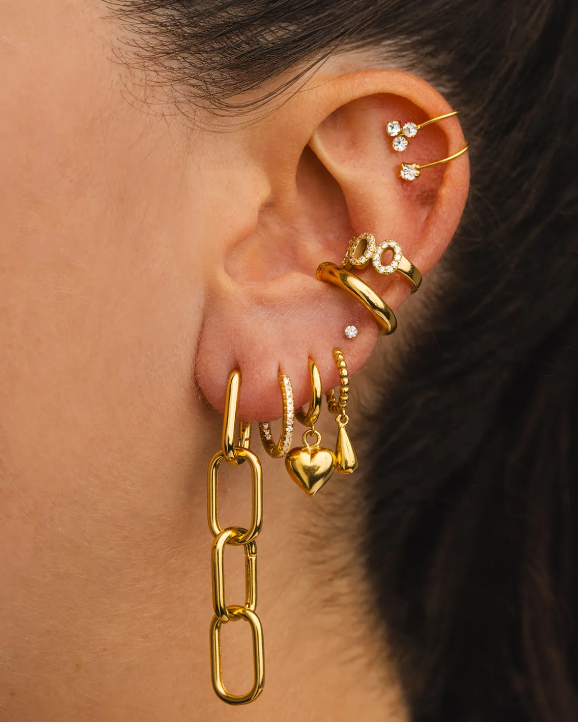 PENDIENTES HOOPS DROPS GOLD