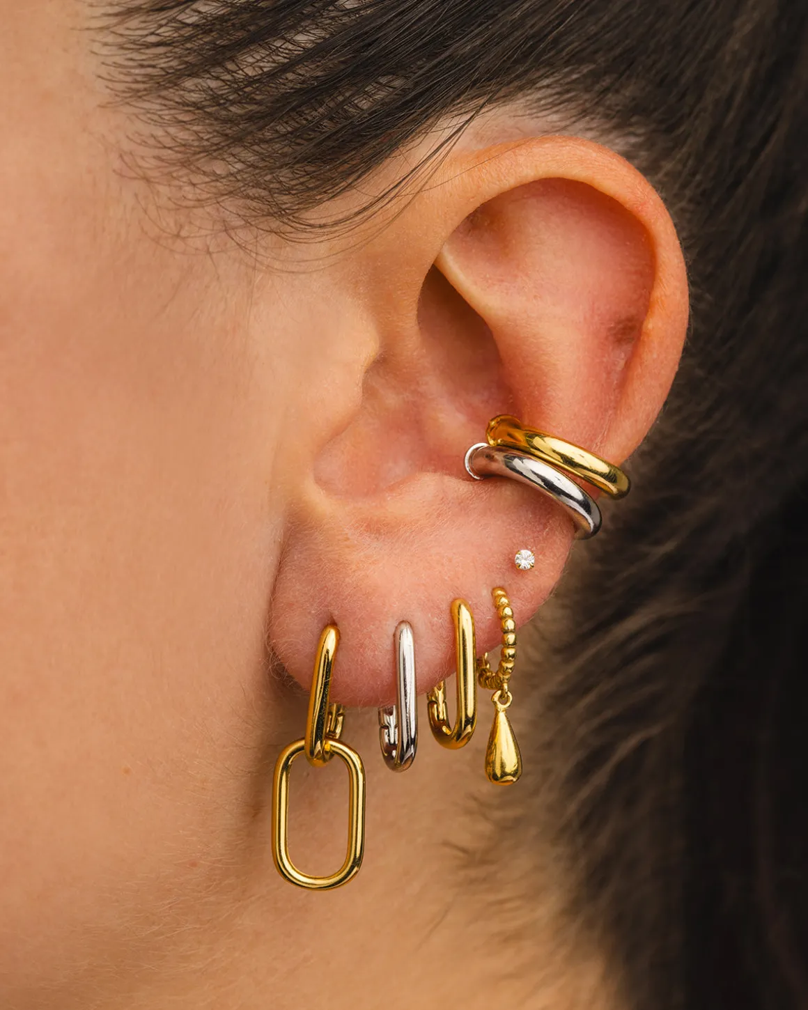 PENDIENTES HOOPS DROPS SILVER