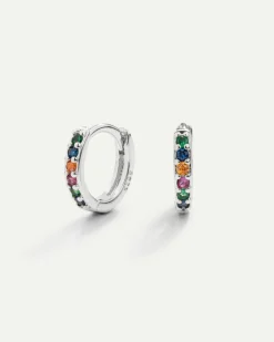 PENDIENTES HOOPS RAINBOW SILVER