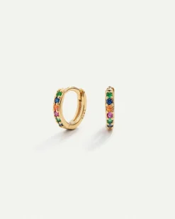 PENDIENTES HOOPS RAINBOW MINI GOLD