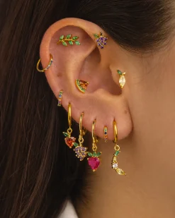 PENDIENTES HOOPS RAINBOW MINI GOLD