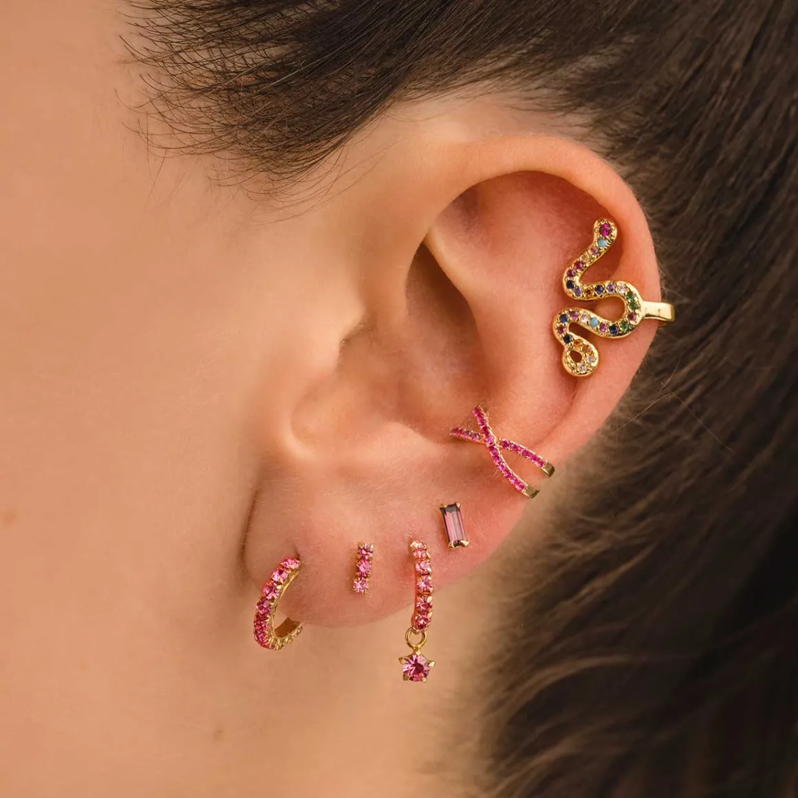 PENDIENTES ICE PINK GOLD