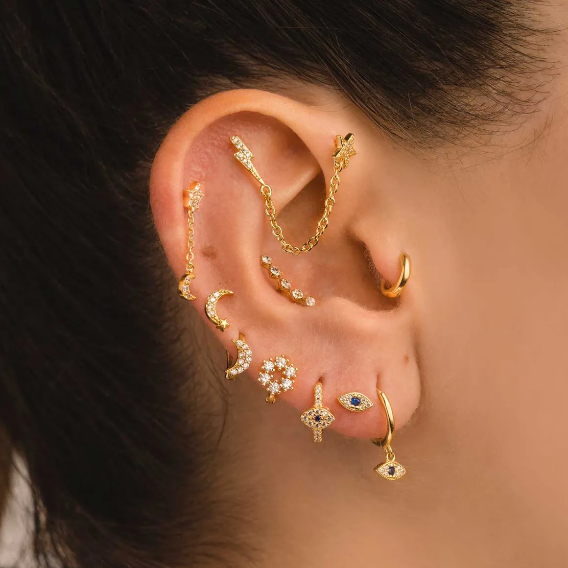 PENDIENTES MOON MINI BRIGHT GOLD