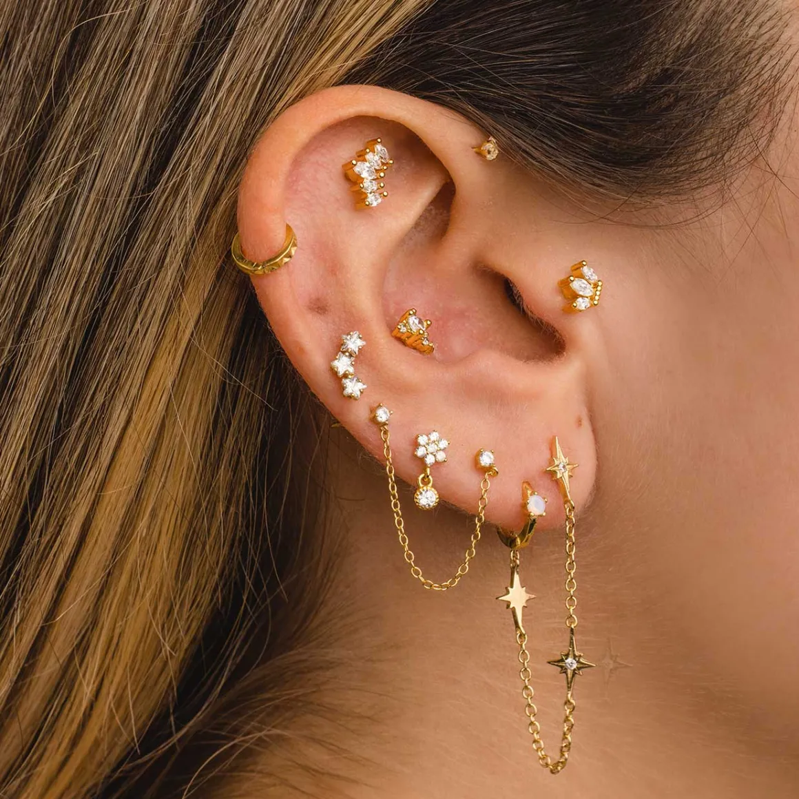 PENDIENTES ROCK MINI GOLD