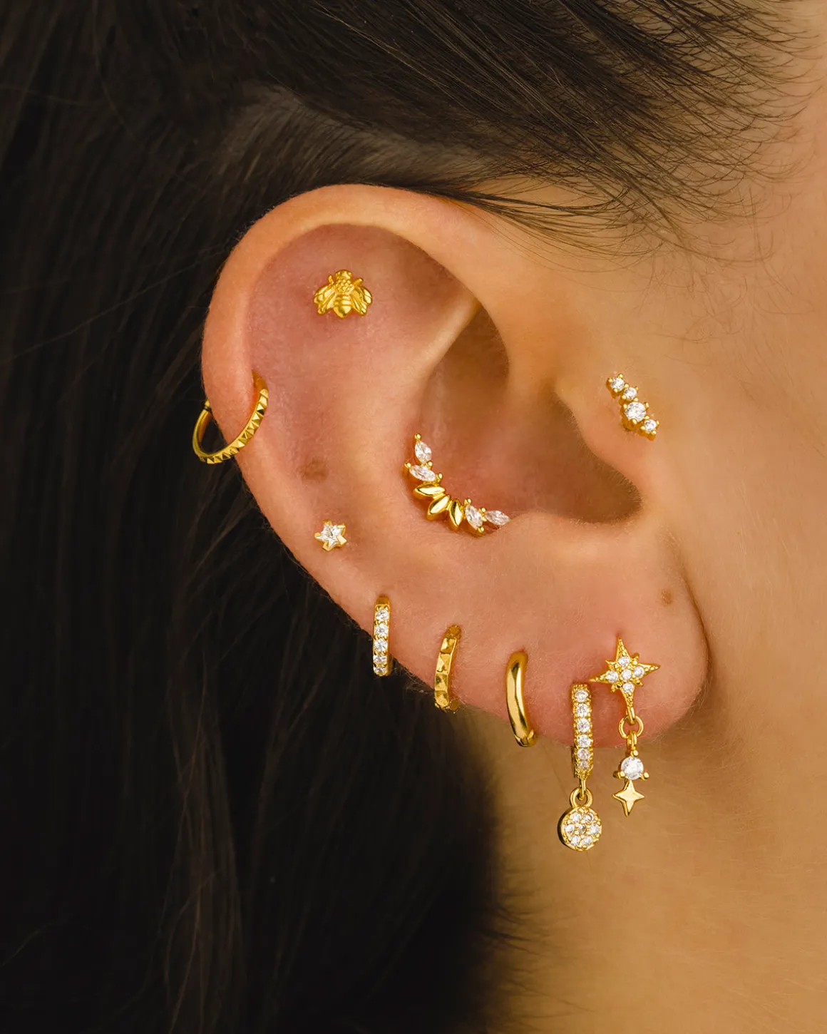 PENDIENTES ROCK MINI GOLD