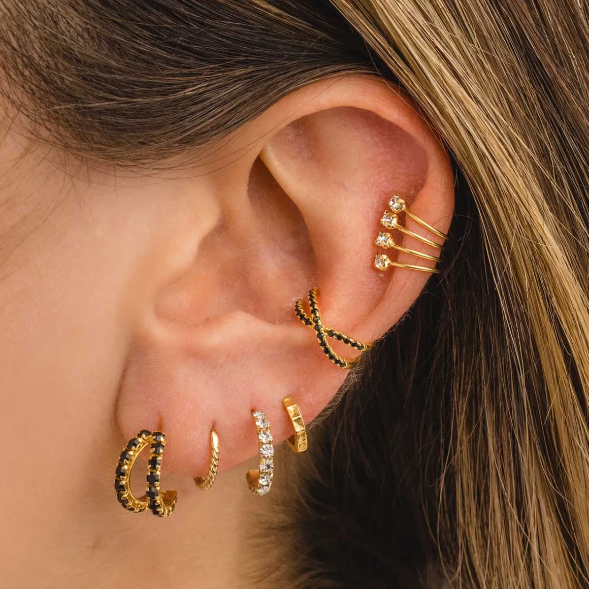 PENDIENTES ROCK MINI GOLD