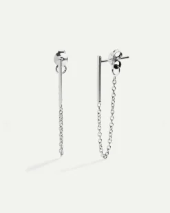 PENDIENTES STICK CHAIN SILVER