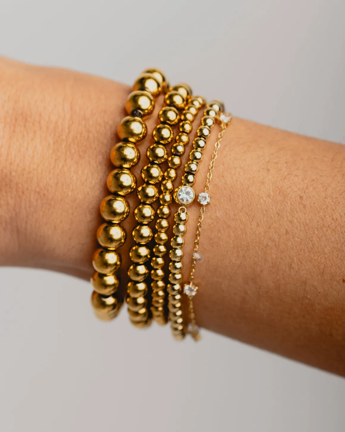 PULSERA BALLS BRIGHT GOLD